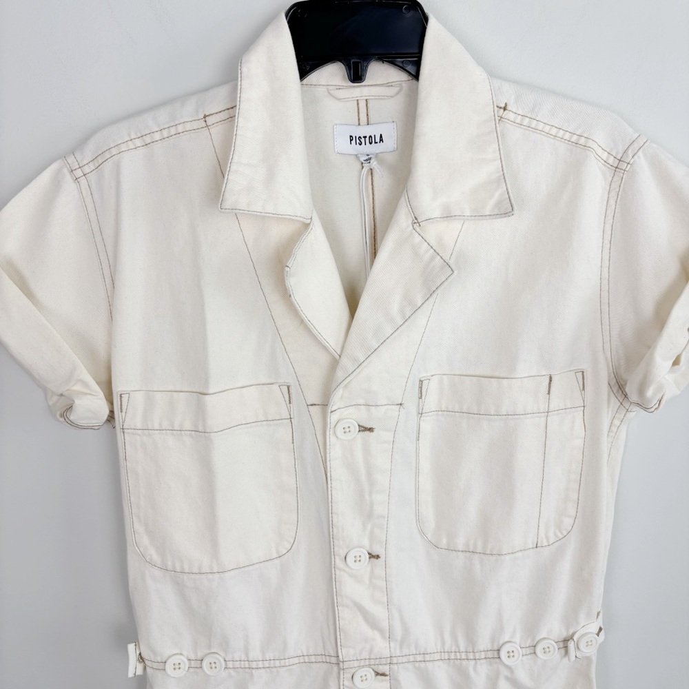 Pistola Parker Short Romper in Ecru Size S - Picture 3 of 11
